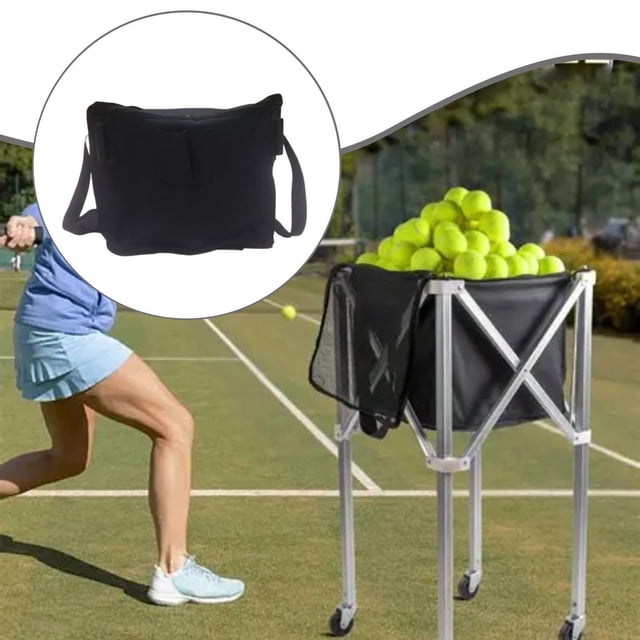 Quzzie Tennis Ball Storage Bag Training Cart Portable Carrier Foldable Cloth with Handle Large Capacity Lightweight Replacement Pouch Suitable for Tennis Outdoor Use L