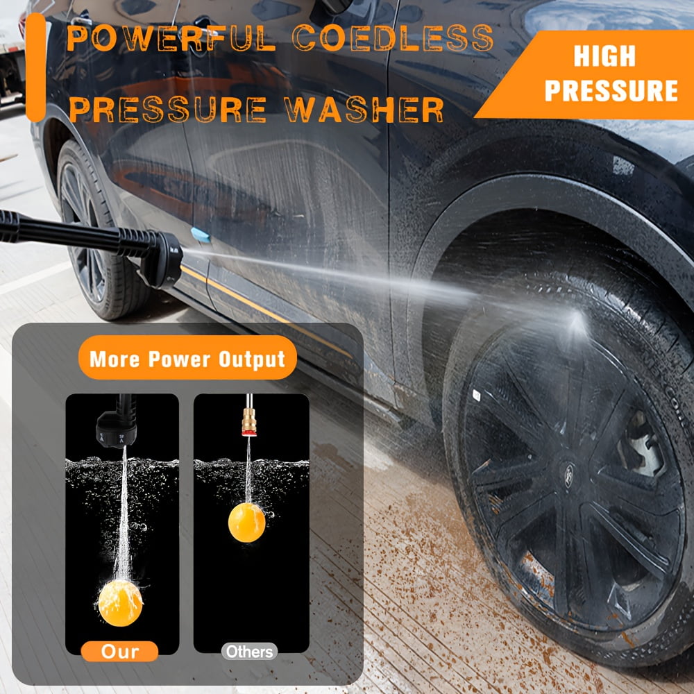 Cordless Pressure Washer Portable Rechargeable 4000 PSI Water Gun With Foam Cannon 1 Batteries For Car Exterior Home Garden Cleaning