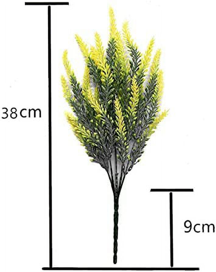 GRNSHTS Artificial Lavender Flowers 8pcs Fake Plants with Faux Plastic Wedding Bouquet for Home Party Wedding Balcony Garden Patio Outdoor Decoration (Yellow,8pcs)