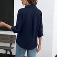 thumbnail image 3 of GUACER Women's 3/4 Sleeve Tops Casual Collared V Neck Blouses Loose Fit Cotton Linen Tunic Shirts for Ladies, 3 of 5