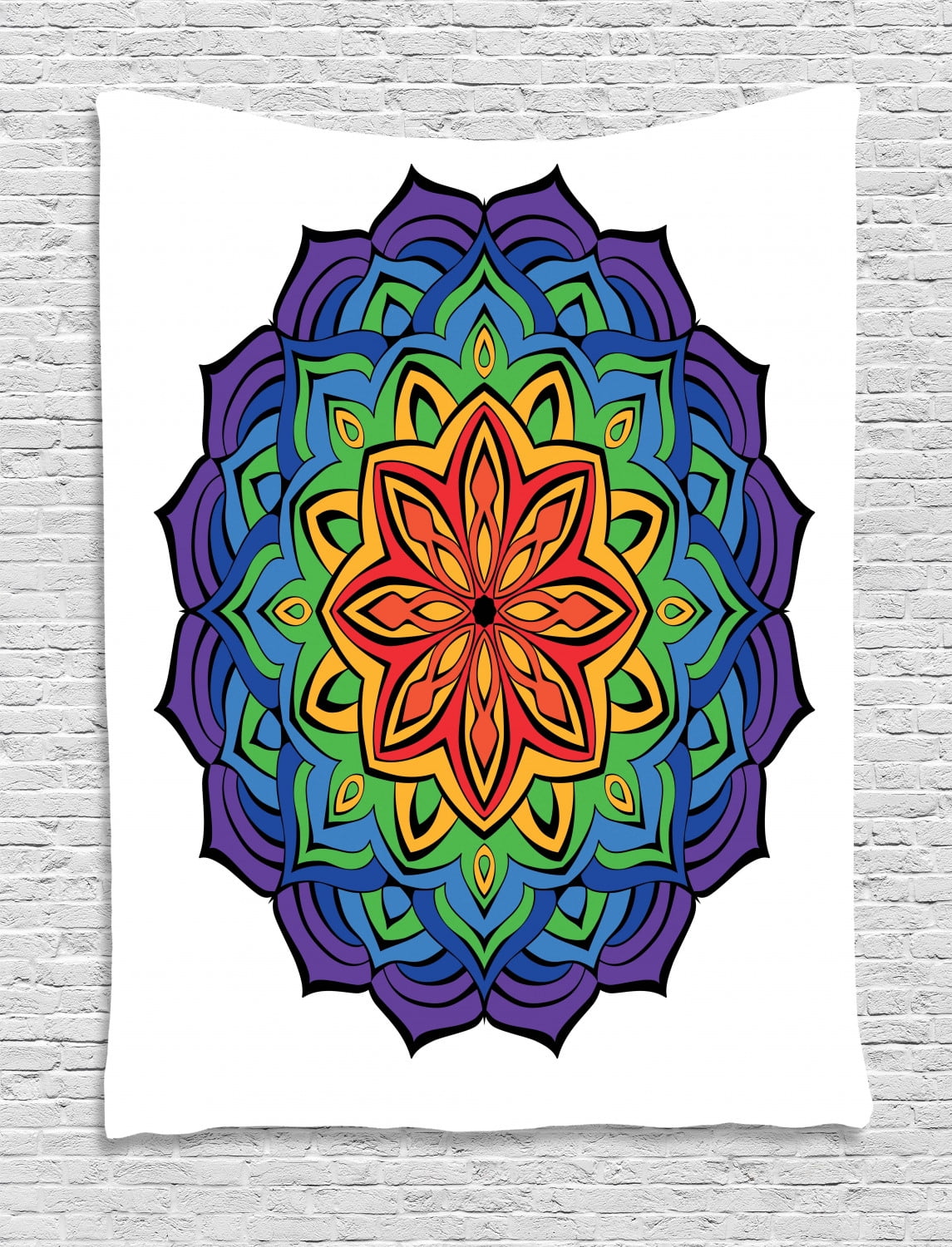 Colorful Mandala Floral Tapestry Wall Hanging for Living Room Bedroom Dorm Decor