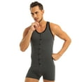 thumbnail image 5 of Aiihoo Men's Soft Cotton Sleeveless Front Button Teddy Bodysuit Leotard One Piece Stretchy Jumpsuit Gray M, 5 of 7