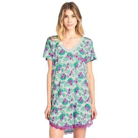 Casual Nights - Casual Nights Women's Rayon Short Sleeve Floral Dorm ...