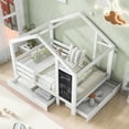 thumbnail image 5 of DreamBuck Full Size House Bed with Storage Drawers and Blackboard, Playhouse Platform Bed with Guardrails and Wooden Slats, Wood Full House Bed for Boys, Girls, Easy Assembly, 5 of 9