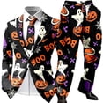 thumbnail image 4 of Men's Christmas Party Suit Funny Novelty Xmas Jacket Trousers with Tie Halloween Cartoon Print Outfit for Parties Events Celebrations Themed Gatherings, 4 of 4