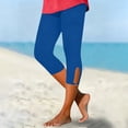 thumbnail image 4 of Womens Capris Cropped High Waisted Yoga Pants Knee Length Compression Leggings Cozy Soft Tummy Control Capri Leggings Blue XL(XL), 4 of 8