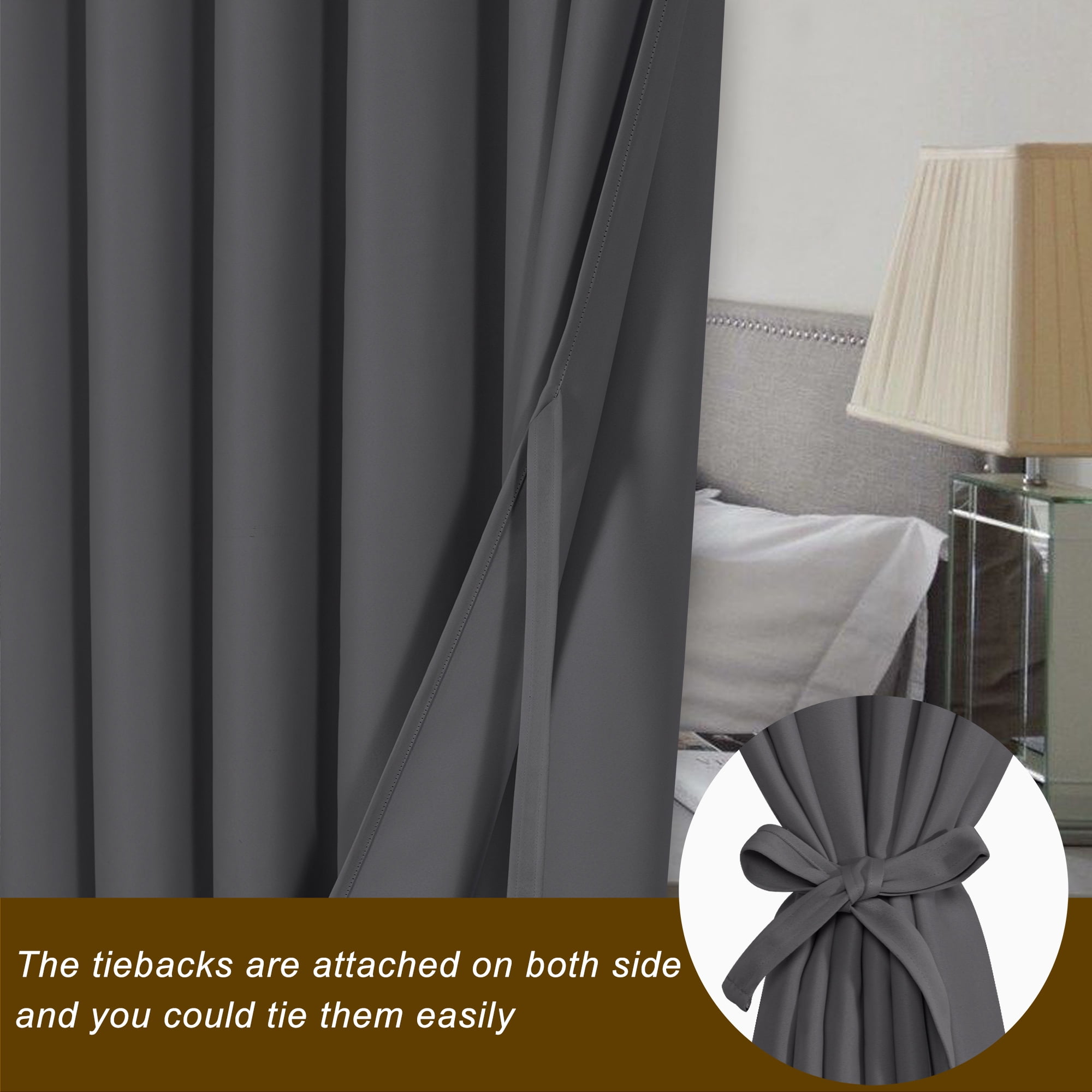 XWZO Room Divider Curtains 100"W x 84"L for Bedroom Living Room, Extra Wide Thermal Blackout Curtains for Patio Sliding Glass Door, Grommet, 1 Panel, Dark Grey