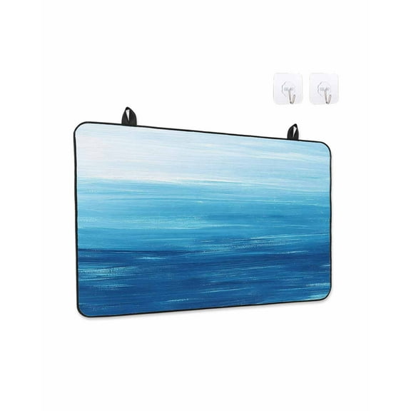 Stove Top Covers for Electric Stove 28.5x20.5 Inches, Sky Blue Coastal Heat Insulation Fireproof Glass Cooktop Protector, Nautical Modern Ocean Wave Multipurpose Countertop Stovetop Cover for Kitchen