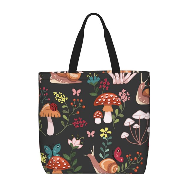 Balery Mushroom With Snails Bolsa de Mano para Mujeres con Cremallera, Bolsa de Gimnasio con Compartimentos, Bolsa para Laptop, Bolsa para Trabajo