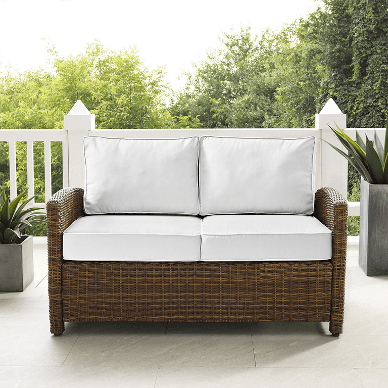 Crosley Furniture Bradenton Wicker Rattan Outdoor Loveseat in