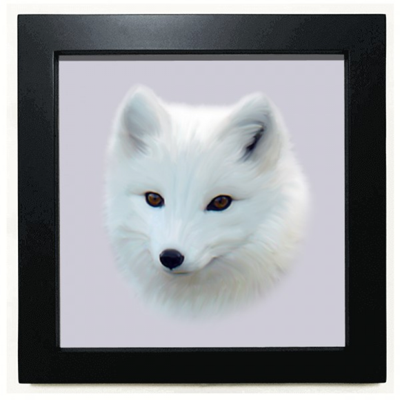 Fox Body Animals Eyes Art Deco Fashion Black Square Frame Picture Wall Tabletop