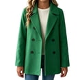 thumbnail image 2 of BXJX Girls Peacoats, Double Reasted Lapel Collar Long Sleeve Casual Kids Mid-length Outerwear Green Size 5-6 T, 2 of 8