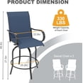 thumbnail image 3 of Memoryfield Outdoor Swivel Bar Stools Set of 2, Bar Height Patio Chairs with High Back & Armrests, Textilene Fabric Bar Stools for Patio, Deck, Backyard & Garden, Blue, 3 of 7
