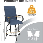 Memoryfield Outdoor Swivel Bar Stools Set of 2, Bar Height Patio Chairs with High Back & Armrests, Textilene Fabric Bar Stools for Patio, Deck, Backyard & Garden, Blue