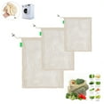thumbnail image 4 of FOLOYORI 3Pcs Cotton Mesh Grocery Bags Reusable for Fresh Vegetables Fruits Nuts in Kitchen, 4 of 8