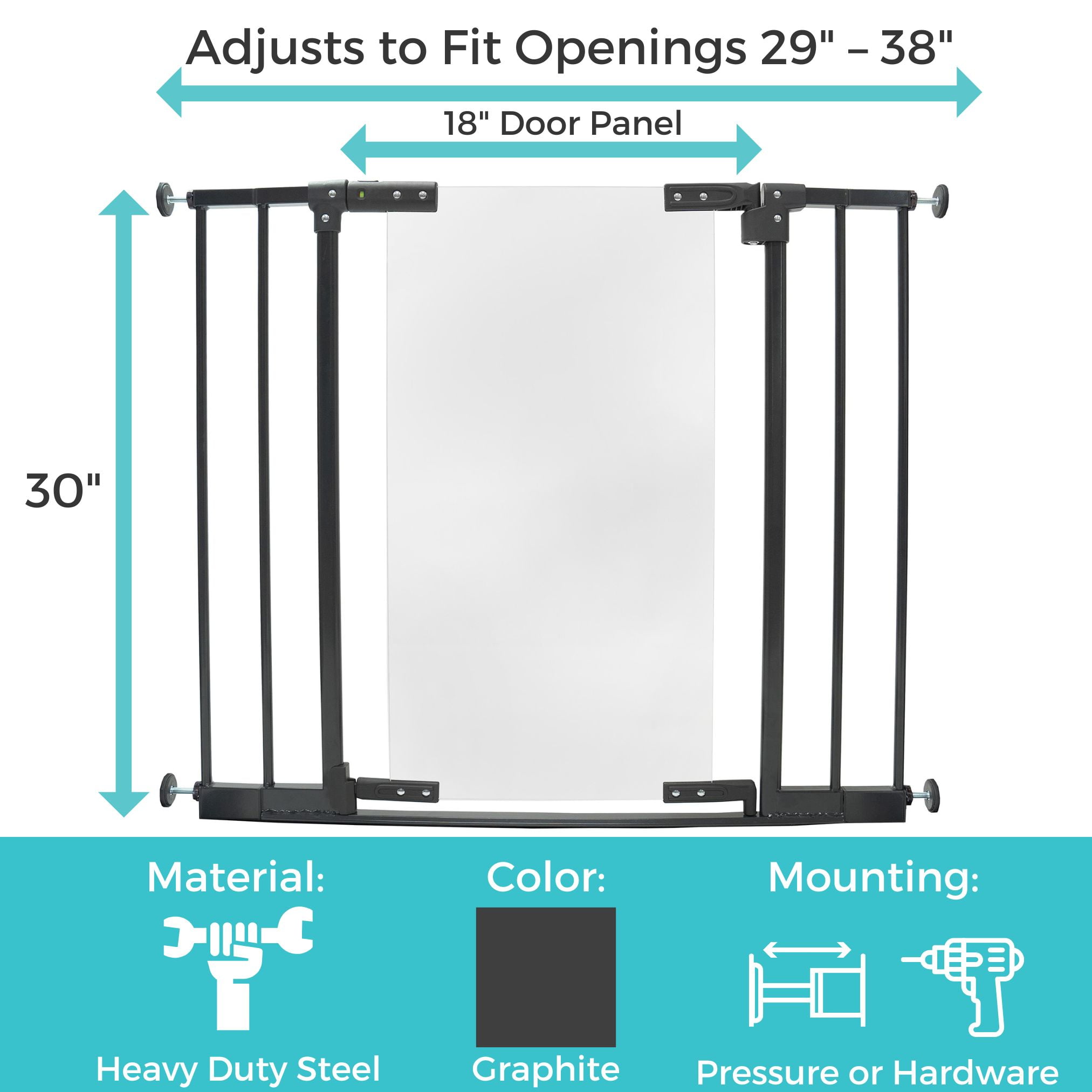 Toddleroo by North States StepSafe Clear Walk-Thru Gate for Toddlers and Babies, Graphite