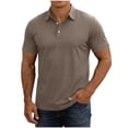 thumbnail image 2 of Casual Top Oversize Basic T Shirts Men's Breathable Short Sleeve Shirt In Solid Color With Classic Collar Coffee Xxxl, 2 of 8