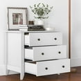 thumbnail image 2 of DORTALA 3 Drawer Dresser, Chest of Drawers with Metal Knobs, Bedside Table Storage Tower Organizer for Bedroom, Entryway, Nursery, 28.5" x 18" x 26", White, 2 of 7