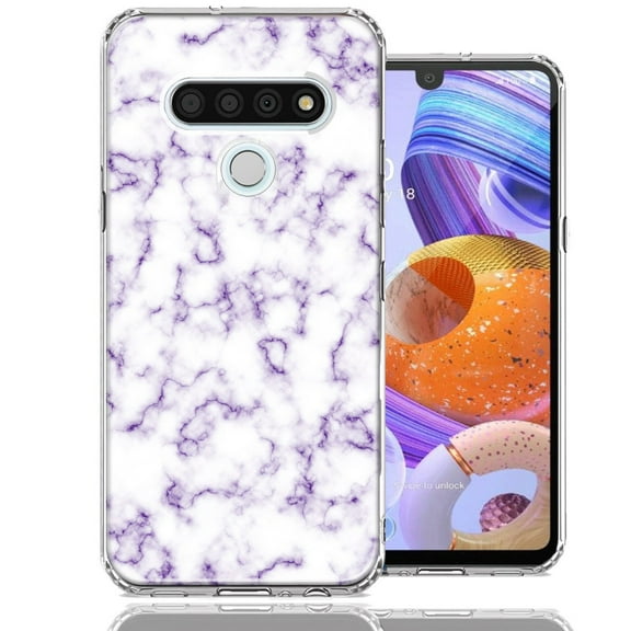 MUNDAZE For LG Stylo 6 Purple Marble Design Double Layer Phone Case Cover