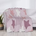 thumbnail image 6 of YFYANG Lightweight Warm Flannel Blanket, Pink Star Texture Throw Blanket for Bed, Sofa, Travel, Camping, 60"x50", 6 of 7