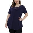 thumbnail image 5 of Kcodviy Oversize Summer Top Short Sleeve Lace Pleated Shirt Tunic Top plus Size Tops Summer plus Size Dress Tops for Women plus Size Womens Shirts 6x Womens Shirts for Summer Stretchy Tops for Women W, 5 of 6