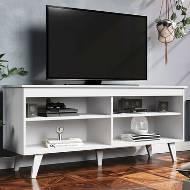 Madesa Modern Entertainment Center, TV Stand for TVs up to 55" with Wire Management and Storage Shelves
