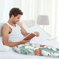 thumbnail image 4 of Uemuo Music Lover Dinosaur Pattern Men's Wide Leg Palazzo Lounge Pants with Pockets Light Weight Loose Comfy Casual Pajama Pants-Small, 4 of 9