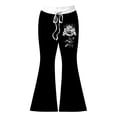 thumbnail image 4 of Flare Leggings for Women Floral Print Drawstring Casual Pants With High Waist Stretchy Slim Fit Wide Leg Pants Trousers, 4 of 4