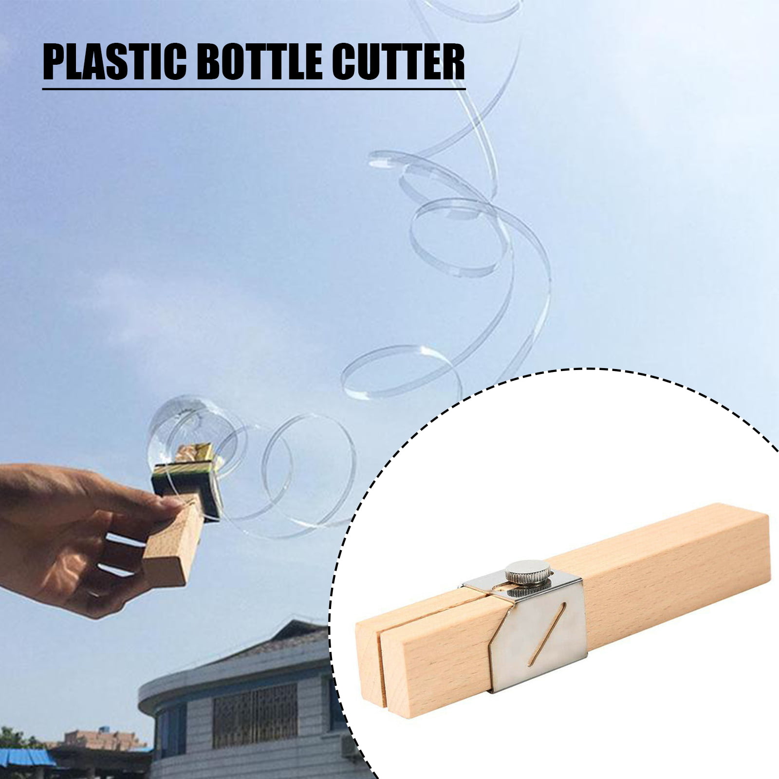 Plastic Bottle Cutter,Wooden Ordinary Plastic Bottle Rope Cutter DIY Hand  Tools,Outdoor Portable Bottle Rope Tool 