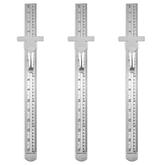 Juego de 3 reglas de acero inoxidable de 15 cm, regla métrica de metal, regla milimétrica de precisión para maquinistas, M plateada