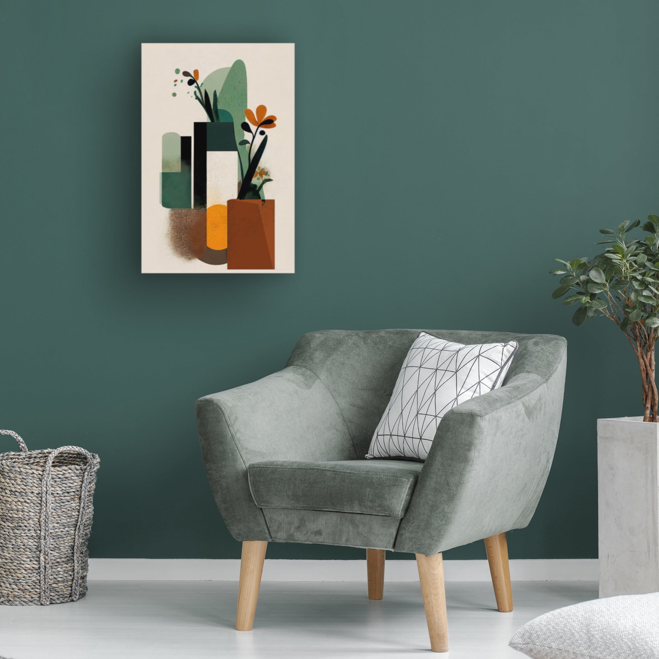Canvas Wall Art - Treechild 'Geometric Vases' Wall Art for Living Room, Bedroom, or Office D?cor by Trademark Fine Art - 16 x 24 Inches