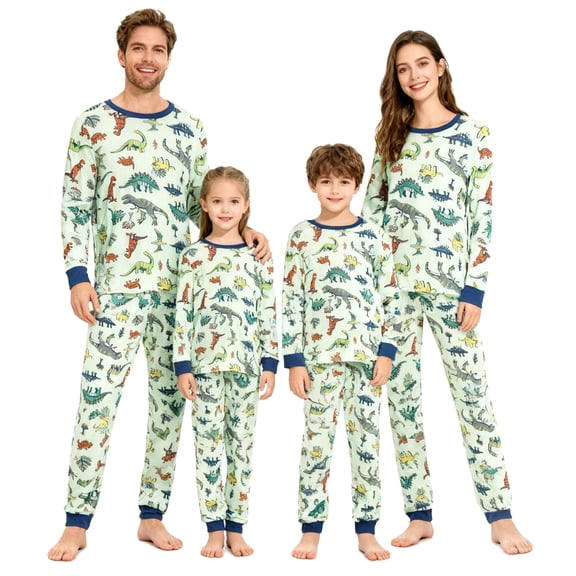 GENTABY Family Matching Pajama Sets, Long Sleeve Sleepwear Pjs for Couple Dinosaur Pjs