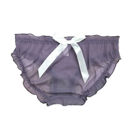 Entyinea Women s Lace Boyshorts Panties Cheeky High Cut Low Rise Adjustable Bikini Underwear Purple One Size