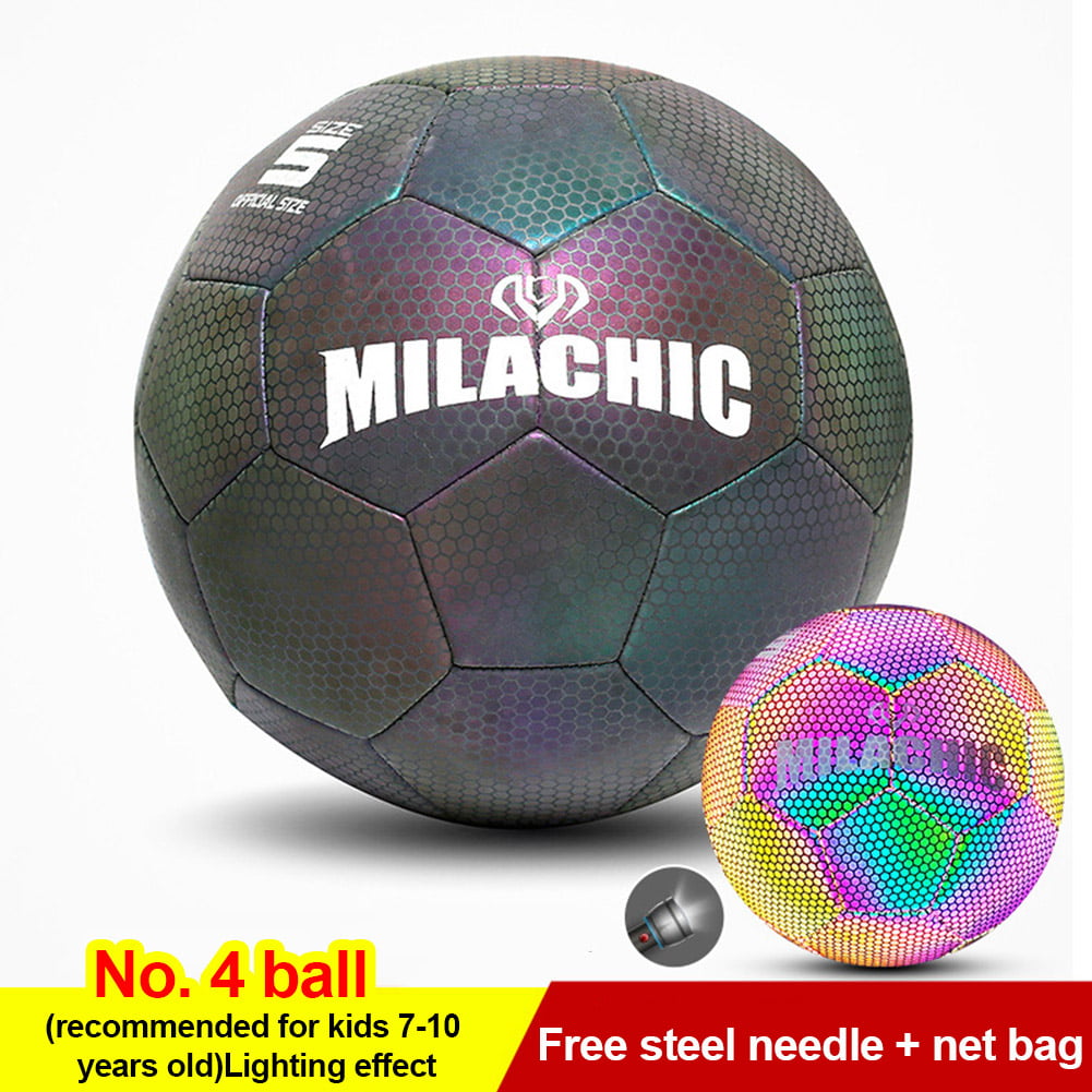 Official Size 4/5 Light Up Soccer Ball Perfect Luminous Soccer Ball for Children Adult for Practicing and Training Glow Soccer Ball Durable Glow in The Dark Soccer Ball 