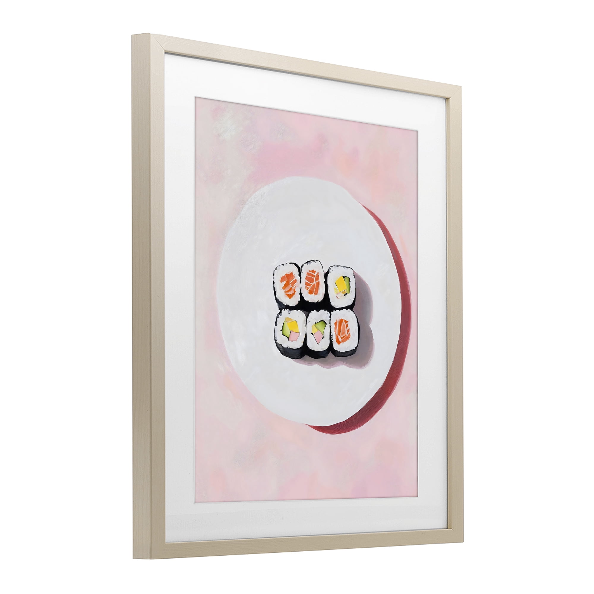 Stupell Industries Sushi Rolls on Plate Birch Framed Print Under Glass, design by The Prints Vibe