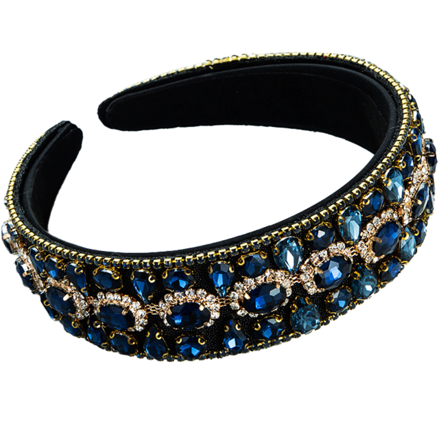 Diadema acolchada con diamantes de imitación, diadema decorativa de cristal barroco, diadema con cuentas coloridas, joyería de moda, accesorios para diadema Adepaton CPB-DE-LYY748-6