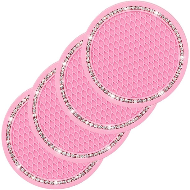 Posavasos para portavasos de coche, posavasos para portavasos, accesorios de coche brillantes de 2,75 pulgadas, paquete de 4, bonitos accesorios de coche para mujer, cumpleaños, fiesta, regalo (p