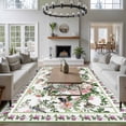 thumbnail image 3 of 8'x10' Area Rugs, Pink Spring Floral Indoor Outdoor Area Rug for Living Room Bedroom, Elegant Pastoral Flowers Birds Watercolor Washable Bathroom Rugs Kitchen Floor Carpet Mats Home Decor Aesthetic, 3 of 8