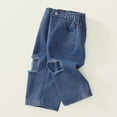 thumbnail image 4 of YABCSAZ Jeans for Toddler Baby Girls Wide Leg Straight Distressed Ripped Baggy Jeans Loose Casual Pants Elastic Waist Denim Baby Jeans Skinny Kids Cargo Pants Girls's Jeans Size 5 Years, 4 of 9