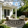 thumbnail image 3 of 6*6ft Round Outdoor Rug Circle Outside Area Rug Boho Reversible Patio Rug Plactic Straw Rug for Patios,Deck,Picnic,Beach,Trailer,Camping,Black&Beige, 3 of 10