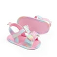 thumbnail image 4 of SAYOO Baby Girl Sandal Shoes, Infants Anti-Slip Home Patch Color Big Bow Casual Party Summer Shoes, 4 of 5