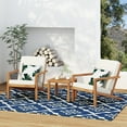 thumbnail image 5 of GDF Studio Ludwig Outdoor Acacia Wood 3 Piece Chat Set with Cushions, Teak and Cream, 5 of 13