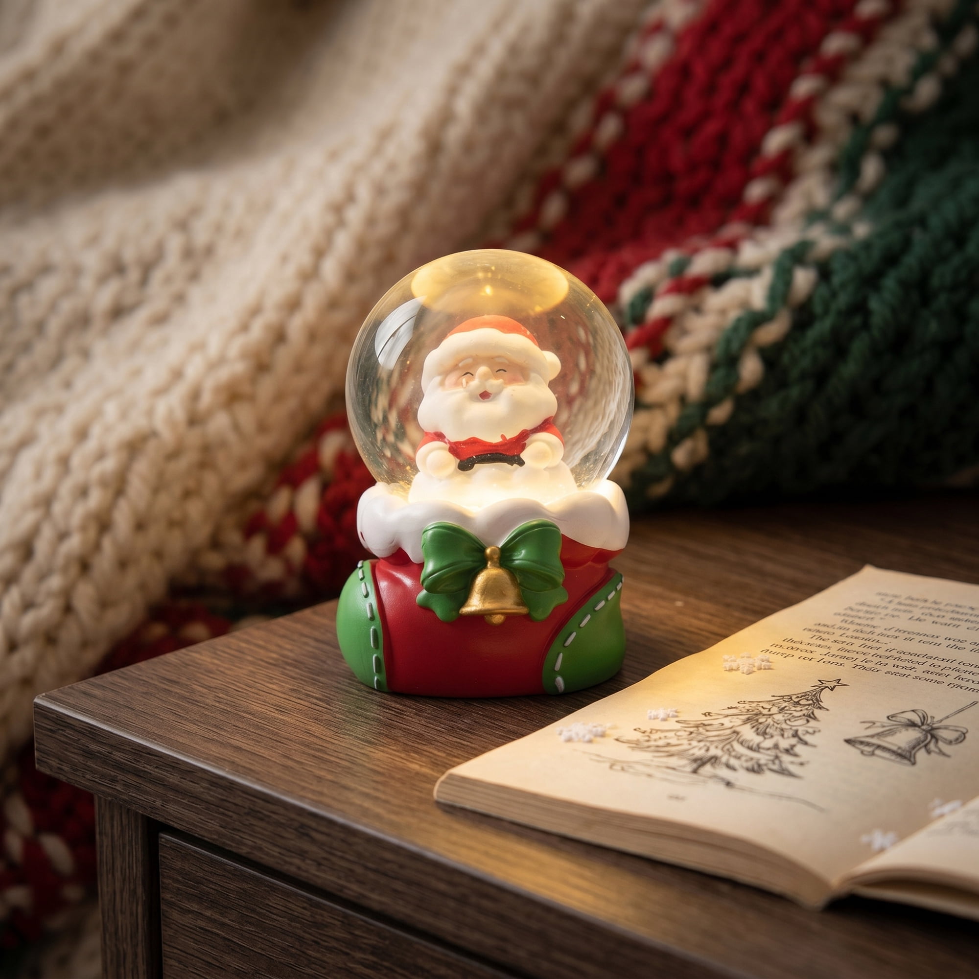 Unique Bargains Crystal Ball Shatterproof LED Glitter Snow Globe Red N 2.6" x 2.6" x 3.7"