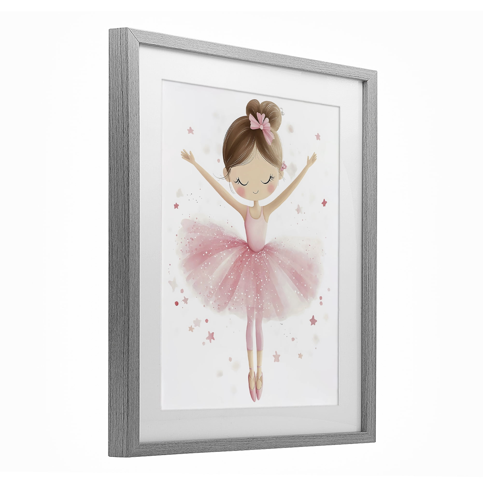 Stupell Industries Graceful Ballerina Pose Gray Framed Print Under Glass, design by Creative Studio