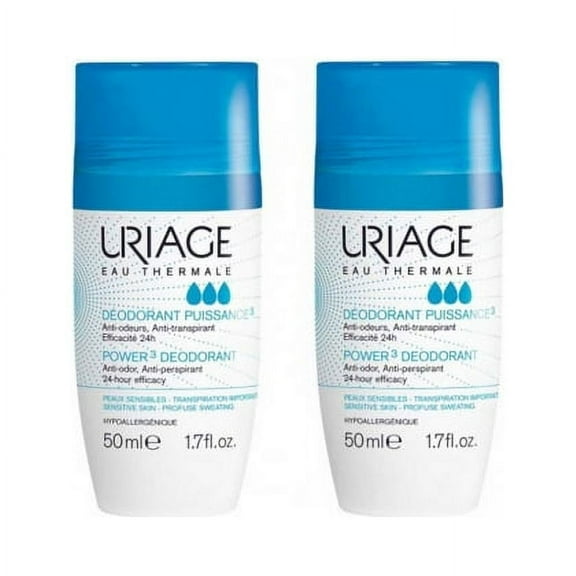 Uriage Power 3 Deodorant (2 x 50ml) - Hypoallergenic Anti-Perspirant Deodorant