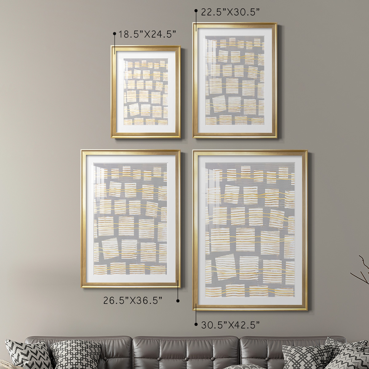 Wexford Home Networks I Premium Framed Print, 22.5" x 30.5" - Ready to Hang, Gold (Set of 2)