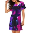thumbnail image 2 of Goofa Neon Toy Cat Reflections Print Women’s Cotton Nightdress – Short-Sleeved Sleep Dress, Casual Loose-Fit Lounge Wear, Comfortable and Stylish Sleepwear for Women, 2 of 6