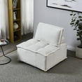 thumbnail image 1 of Lazy sofa ottoman with gold wooden legs teddy fabric (White), 1 of 9