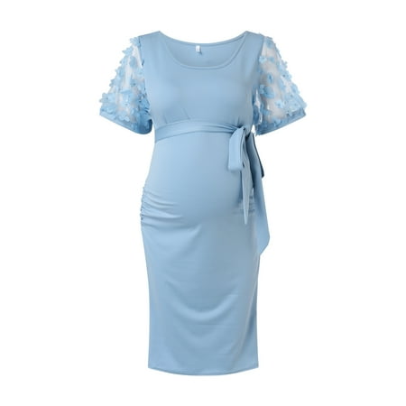 

Maternity Dress Feeding Dress Women Mesh Short Sleeves Trailing Photoshoot Dress Mama Sundress Casual Fashion Summer Clothes