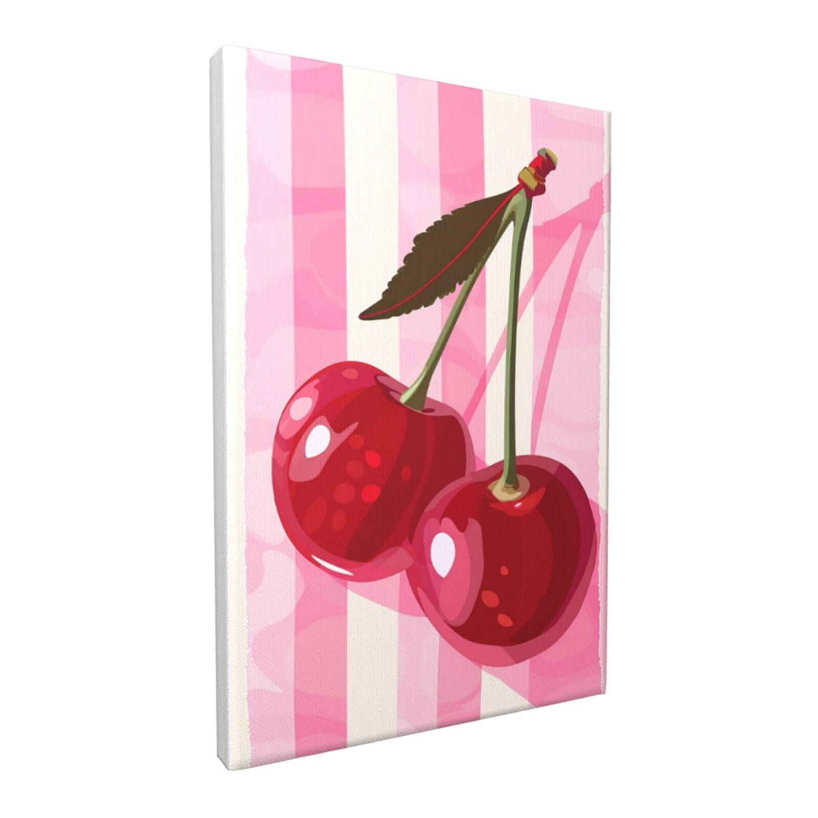 12x18 inch Canvas Hanging Picture Red Cherry,Rustic Home Living Room,Yard,Bathroom,Study Wall Decor Paintings Prints,Funny Gift For Cherry Enthusiast,Modern Art Red Cherry Decor Canvas Poster